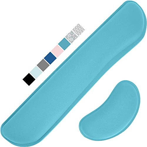 Gorilla Grip Gel Memory Foam Wrist Rest for Computer Keyboard, Mouse, Ergonomic Design for Typing Pain Relief, Desk Pads Support Hand and Arm, Mousepad Rests, Stain Resistant, 2 Piece Pad, Turquoise - Turquoise