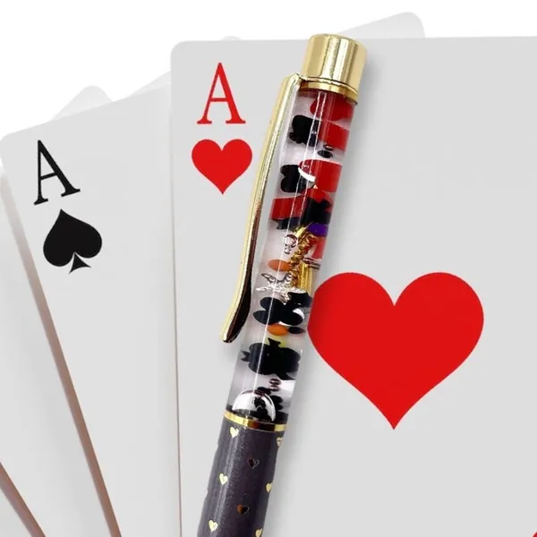 Poker Float Pen / Playing Cards Pen / Cute Float Glitter Pen / Custom Handmade Pen / Retirement Gift / Journaling Pen / Planner Accessory