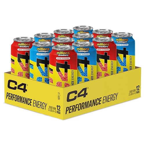 C4 Performance Energy Drinks Millions Bubblegum/Strawberry 500ml (12 Pack)