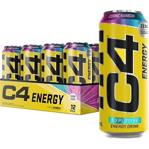 C4 Energy Drink Cosmic Rainbow 500ml x 12 | Explosive Energy | Dozen Cans | Sugar and Calorie Free | 200mg Caffeine Per Can | Energy Anytime, Anywhere | Fuel Your Day