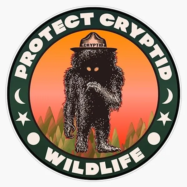 Protect Cryptid Wildlife))((Cryptozoology Fan Art Bumper Sticker Vinyl Decal 5"