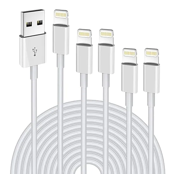Lightning Cable 5pack[6/6/6/6/6FT] Apple MFi Certified Long iPhone Charger Fast Charging High Speed Data Sync USB Cable Compatible iPhone 13/12/12 PRO/Max/11/11PRO/XS/Max/XR/X/87/6plus/iPad Air - 5Pack 6FT