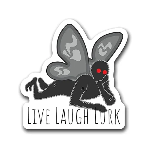Live Laugh Lurk Cryptid Decal Stickers - Mothman, Kraken, Loch Ness Monster, Bigfoot - for Cars Windows Bumpers Laptops Cups Walls - 5 Inch Decals (Chillin Mothman) - Chillin Mothman