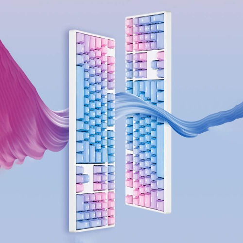 104 Keys Sunset Gradient Backlit Keycaps Thick PBT OEM Profile for Cherry MX Switches of Mechanical Keyboard 104 87 61(Violet) - PURPLE