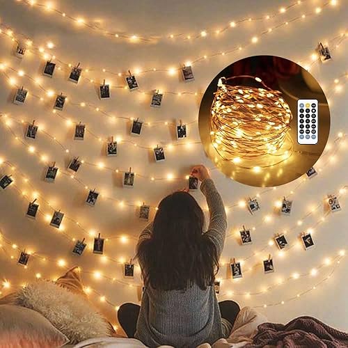 FULEN Fairy Lights for Bedroom,33ft 100LEDs Warm White Indoor LED String Lights USB Powered,Twinkle Lights for Teens Bedroom Decor Starry Lights, Wedding Holidays Decoration - Warm White - 33ft 100LED