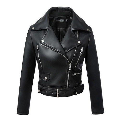'Cryptic' Black Gothic PU Fake Leather Jacket - black / M