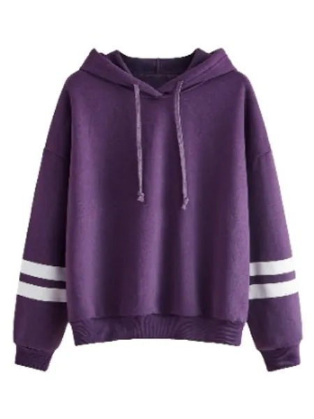 SweatyRocks Sweatshirt Pullover Fleece Drop Shoulder Striped Hoodie