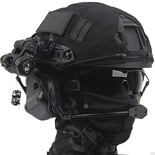 AQzxdc Airsoft Helmet Set, with Tactical Headset & Goggles & NVG Mount & Telescope Model Tactical Gear Combination, for Outdoor Paintball Protective Hunting - Sets b - Large