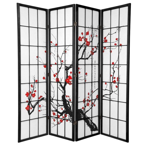 Fine Asianliving Japanische Paravent Raumteiler L180xH180cm Paravent Shoji Sakura Reispapier Japanische Paravent Raumteiler Shoji Raumtrenner Spanische Wand Sichtschutz Trennwand