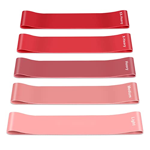 Fitnessbänder [5er Set], 5 Unterschiedlicher Stärke Terra Band, Hautfreundlich Resistance Bands, Theraband mit Tragebeutel für Muskelaufbau, Yoga, Pilates, Crossfit, Cardio, Männer Frauen… - C: Rosa