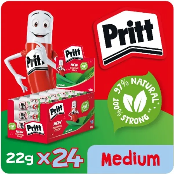 Pritt 24927 Stick Medium Adhesive Glue Sticks, 22 g - Pack of 24
