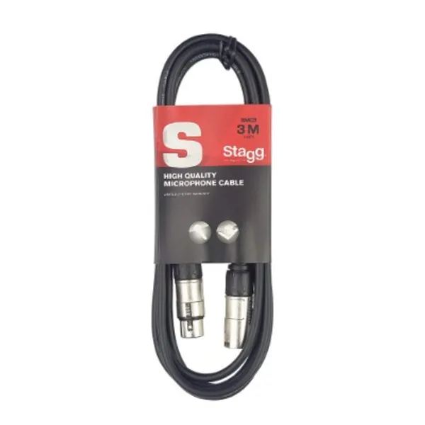 Stagg SMC3 3m High Quality XLR to XLR Plug Microphone Cable, Black