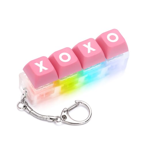 Keyboard Fidget Toys Adults with LED Light 4 Keys, Keychain Fidget Game Clicker for Anxiety Autism Sensory Fun Gag Gift (XO) - XO