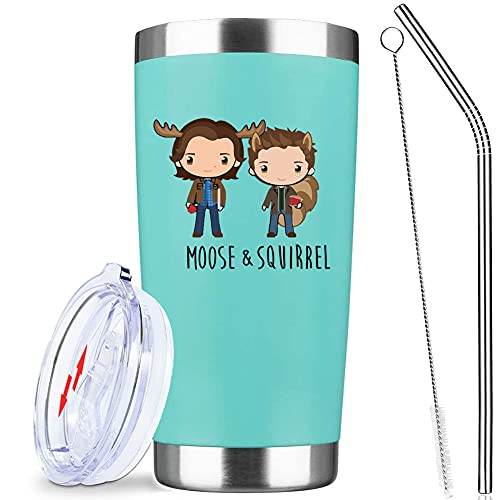 Supernatural Tumblers 20oz Stainless Steel Insulated Pattern Cup with Lid Coffee Mug - Sam & Dean Green Mint Vacuum Mug Double Wall Large Travel Tumbler Birthday Valentines Day Gifts Idea for Her Him - 07-Green