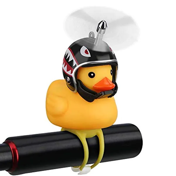 NEKRASH Duck Bike Bell, Rubber Duck Bicycle Accessories with LED Light, Cute Propeller Handlebar Bicycle Horns for Kids Toddler Children Adults Sport Outdoor
