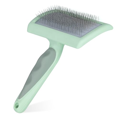 MYPETAGS Slicker Brush, Dog Shedding Brush Hair Pulling and Removal of Loose Hairs, Knots, Dog Grooming Brush, Suitable for Dogs and Cats, Mint Green