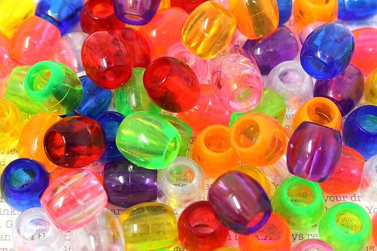 Pony Beads - X Large Premium Wholesale Pack of 60, Ideal for Hair Braids, Crafts & Jewellery Making - Clear Mix - CLEAR MIX