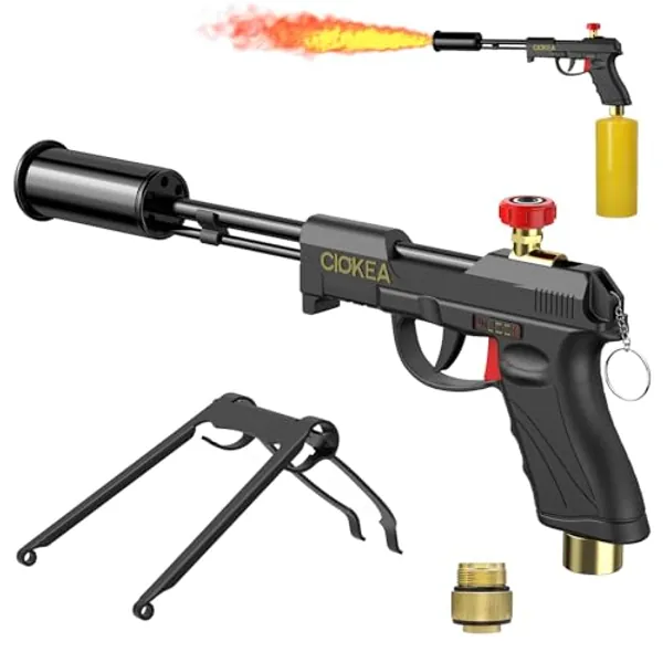 Propane Torch Gun, 4500°, Adjustable Flamethrower Fire Gun with Safety Lock, Sear Culinary Blow Torch for Baking, Steak, Sous Vide & BBQ, 700,000BTU