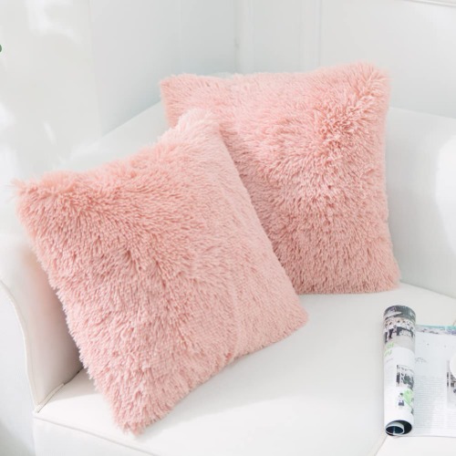 (PINK) Luxury Soft Faux Fur Cushion