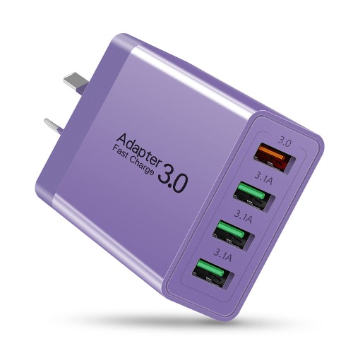 USB Charger, Total 33W Abetcabe 4 Ports Wall Charger Plug Fast Charger Power Adapter Compatible for Samsung Galaxy S20 S10 S9 S8 Note 8/9, iPhone, Pad, Tablet,HTC, LG, Google Nexus and More, Purple - Purple
