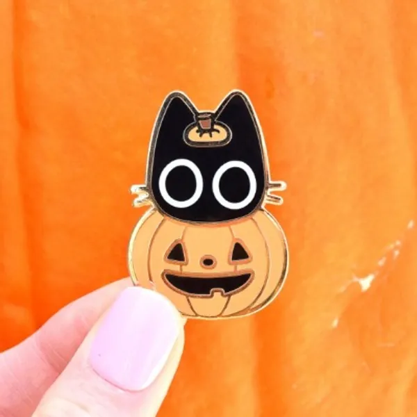 Scaredy Cat Pumpkin Enamel Pin //halloween Black Cat Spoopy - Etsy Sweden