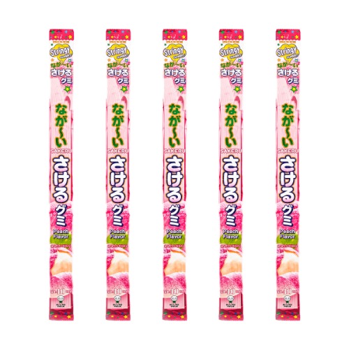 Long Sakeru  Jelly Gummy Candy W Peach ,1.16 oz*5 (Value Pack) - Peach / 5 Packs