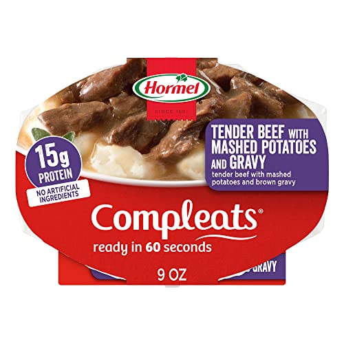 HORMEL COMPLEATS Tender Beef With Mashed Potatoes & Gravy Microwave Tray, 9 oz. (6 Pack) - Tender Beef with Mashed Potatoes and Gravy