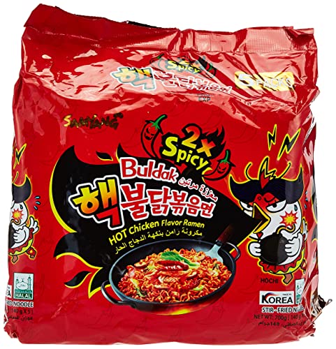 SAMYANG Spicy Hot (2x Spicy) Chicken Flavour Ramen Noodles, Pack of 5 - 5 Count (Pack of 1)