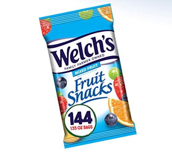 Welch's Fruit Snacks, Mixed Fruit, Gluten Free, Bulk Pack, 1.55 oz Individual Single Serve Bags (Pack of 144) - Mixed Fruit - 1.55 Ounce (Pack of 144)