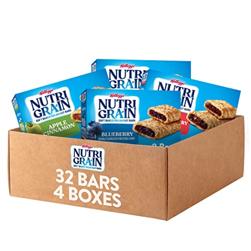 Nutri-Grain Soft Baked Breakfast Bars, Kids Snacks, Whole Grain, Variety Pack (4 Boxes, 32 Bars) - Variety Pack - 8 Count (Pack of 4)