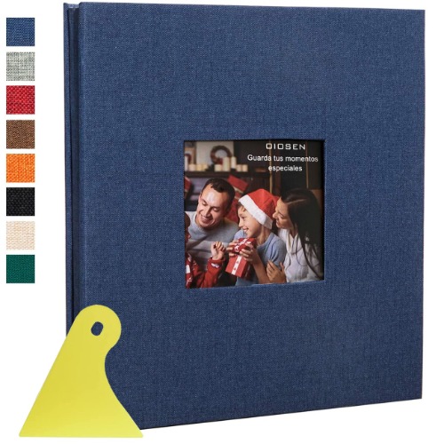 OIOSEN Álbum de fotos grande álbum de recortes magnético autoadhesivo DIY 40 páginas en blanco con cubierta de marco de tela, Maravilloso regalo para bodas, cumpleaños y otros festivales (Azul) - Azul