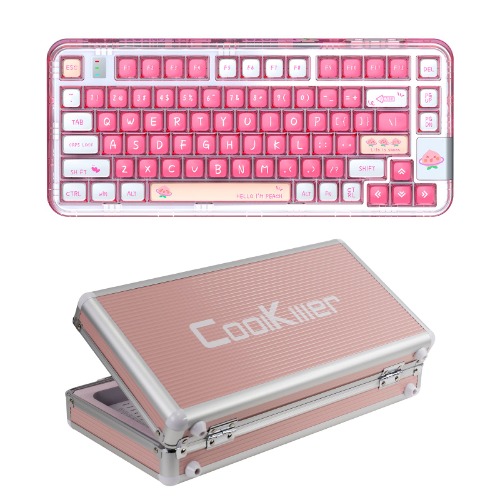YUNZII x CoolKiller CK75 Wireless Transparent Gasket Mechanical Keyboard-Fairy Purple | Keyboard and Large Aluminum Box / Peach Pink / Meow Switch