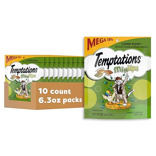 Temptations MixUps Catnip Fever Flavor Crunchy and Soft Cat Treats, 6.3 oz. Pouch (Pack of 10) - 6.3 Ounce (Pack of 10)