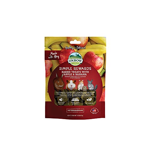 Oxbow Simple Rewards Baked Treats with Apples and Bananas for Rabbits, Guinea Pigs, Chinchillas, and Small Pets 3 Ounce (Pack of 1) - Oven-baked - Apple & Banana - 3 Ounce (Pack of 1)