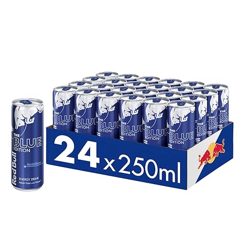 Red Bull Energy Drink Blue Edition - 24er Palette Dosen - Getränke mit Heidelbeere-Geschmack, EINWEG (24 x 250 ml) - Mit Pfand - Deutschland - 24er Tray