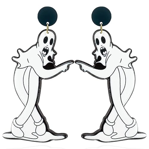 CWVHQ Clown Earring Funny Weird Aesthetic Acrylic Earrings Circus Carnival Earrings Clown Lover Gift for Women - white