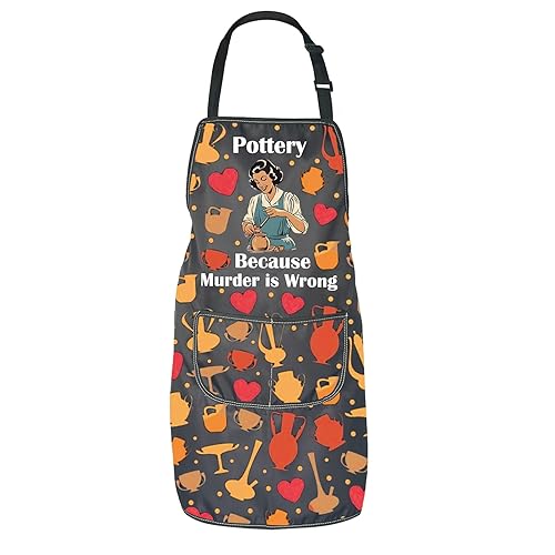 JNIAP Pottery Lover Gift Pottery Because Murder is Wrong Apron Ceramics Gift for Her - Pottery Because Apron