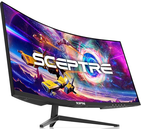 Sceptre 30-inch Curved Gaming Monitor 21:9 2560x1080 Ultra Wide/ Slim HDMI DisplayPort up to 200Hz Build-in Speakers, Metal Black (C305B-200UN1) - 30" Curved 200Hz
