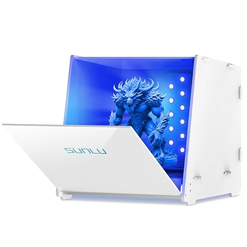SUNLU Resin UV Curing Box Plus, 405nm UV LED Lights, UV Light Curing Machine with Timer, 360° Spinning Turntable and Acrylic Reflector, Big Size Rotary Resin Dryer - Large Curing Volume