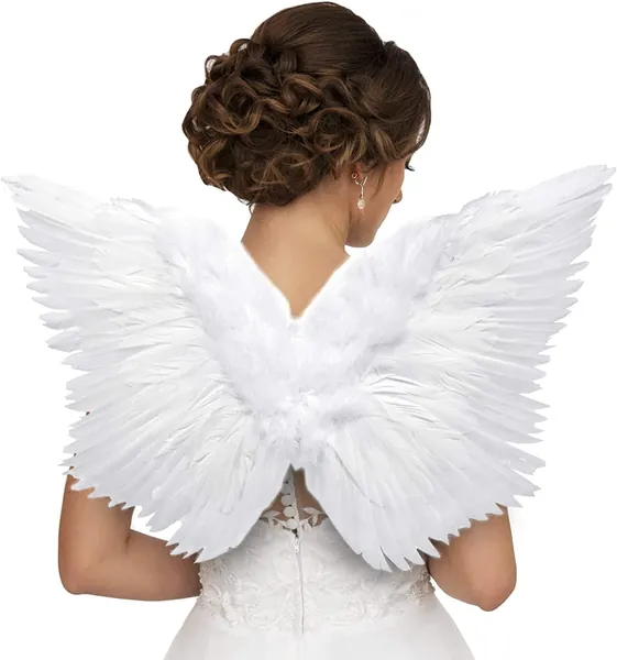 Happy Place Products Angel Wings Costume for Women with Adjustable Straps to Fit Most Sizes Photoshoot prop Halloween Costume - Without Halo