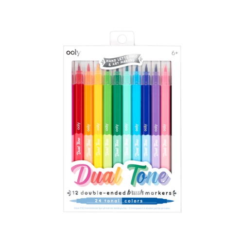 Dual Tone Double Ended Brush Marker - set of 12/24 colors