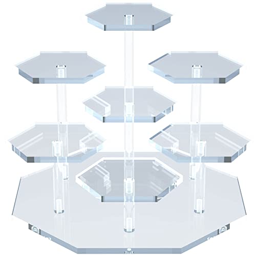 Acrylic Display Stand , Clear Stand for Funko POP Figures , 7-Tier Perfume Organizers and Storage Risers Cupcake Dessert , Conutertop Desktop Decoration Organizer(Clear) - Clear-3.34"