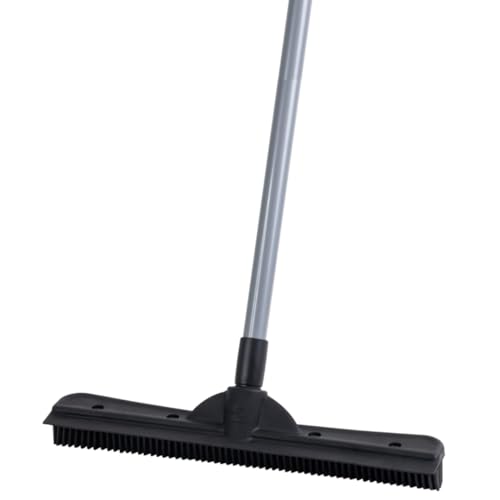 FURemover Compact Pet Hair Remover Rubber Broom with Carpet Rake and Squeegee, Gray and Black - Compact FURemover Broom
