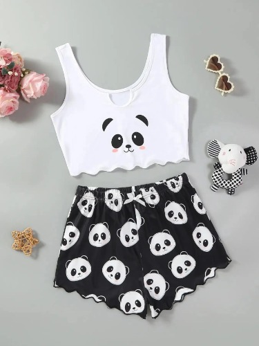Cozy Cute Two Piece Set of Shorts Pajamas