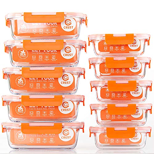 [10-Pack] Glass Food Storage Containers