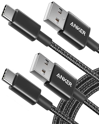 Anker USB to USB C Cable [2 Pack, 6FT], USB A to USB C Charger Cord for Samsung Galaxy S10 S10+, LG V30, Beats Fit Pro and More (USB 2.0, Black) - 6ft - Black - 2