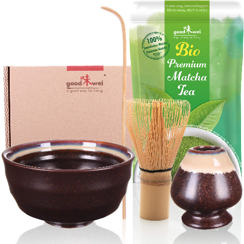 Goodwei Ensemble de Thé Matcha complète incl. 30g thé vert matcha biologique de Japon (Kumo)