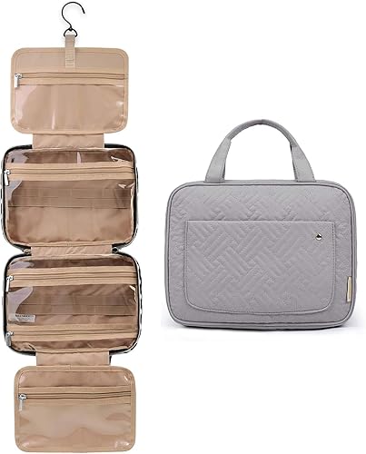 BAGSMART Toiletry Bag Travel Bag with Hanging Hook - Grey, Large ✨