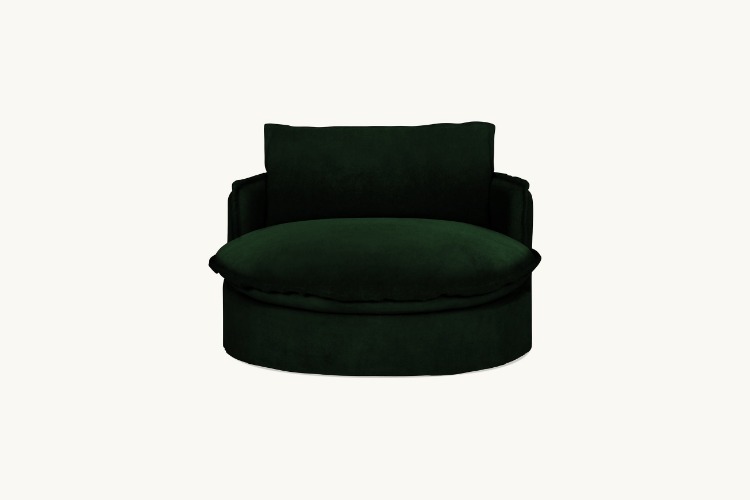 Neva Round Daybed | Washed Cotton Velvet Emerald City / Feather Down