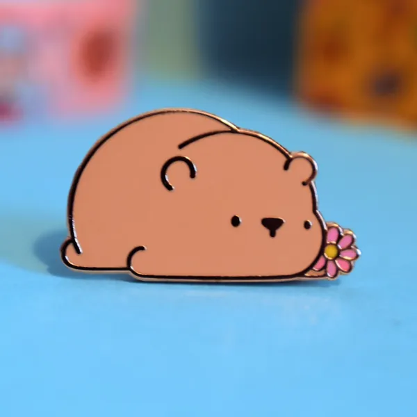 Cute Bear Enamel Pin | Kawaii Bear Pin | Rose Gold Bear | Hard Enamel Pin | Lapel Pin